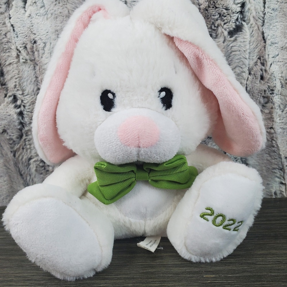 American Greetings 2022 Plush Easter‎ Bunny Rabbit With Green Bowtie Floppy Ears